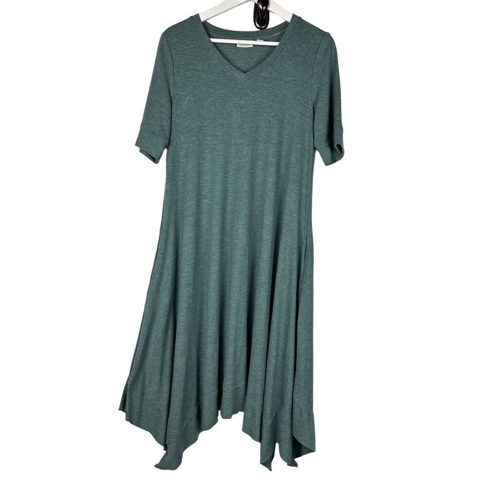 LOGO Lounge by Lori Goldstein Short Sleeve Dress with Handkerchief Hem size Smal